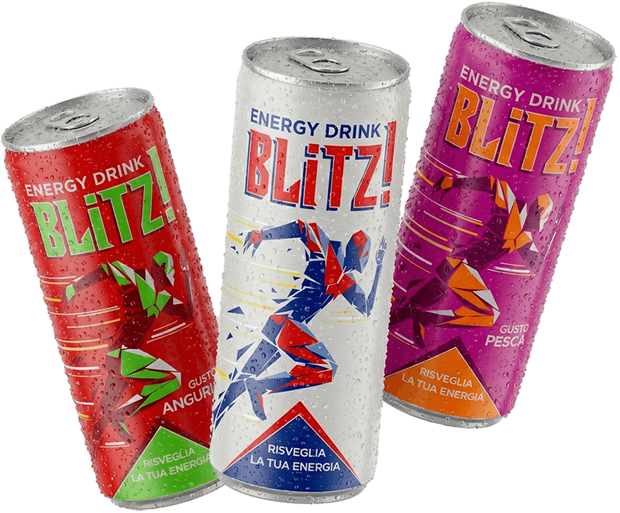 Tre lattine BLITZ Energy Drink